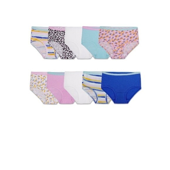 Fruit of the Loom Girls Assorted Cotton Brief Underwear, 10 Pack - Picture 1 of 6